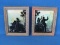 2 Vintage 4”x5” Silhouettes of Couples Waving & Over-looking Woods – Wood Frames –