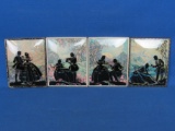 Set of 4 Silhouette Prints – Elegant Couples on Picnics in Meadows & Mountains – 4”x 5” -