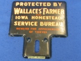 Protected by Wallaces' Farmer 1920's-30's Era Sign (possibly for an auto) – Excellent Condition