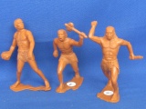Set of 3 1963 Louis Marx Cave Men Figures Each  - appx 5 1/2” Tall