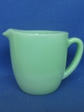 Lovely Fire King Oven Ware Jadeite  4 1/2” Tall  x 4 1/4” DIA Cream Pitcher