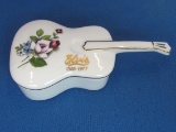 Porcelain Guitar Shaped Trinket Box - “Elvis 1935-1977” - 5 3/4” long – Purchased at Graceland