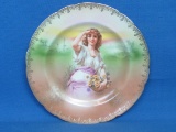 Porcelain Plate w Transfer Image of Young Girl – Marked Royal Bayreuth Germany – 9 1/2” in diameter