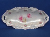 RS Prussia Oval Celery Dish – Porcelain with White & Pink Roses – 12 1/4” x 6”