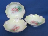3 RS Prussia Berry Bowls – Flowers in Reflecting Pond – 5 1/2” in diameter