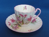 Demitasse Cup & Saucer Set by Shelley – Floral Design – Bone China made in England