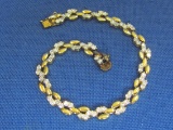 Sterling Silver Vermeil Bracelet w White Stones – 7 1/2” long – Weight is 12.8 grams