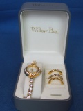 Woman's Willow Bay Bracelet Wristwatch w Different Bezels – 6 1/2” long – Not currently running