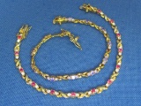 2 Sterling Silver Vermeil Bracelets w Pink & Purple – 7” & 7 1/2” long – Weight is 17.7 grams