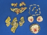 4 Costume Sets: Pin & Earrings – Bracelet & Earrings – All in very good condition