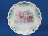 Flowers in Reflecting Pond Plate – Marked “Wheelock Prussia” – 8 1/2” in diameter