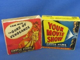 2 16mm Castle Films: Tom Mix in Guns of Vengeance &  Midget Car Maniacs Abbot & Costello 1947