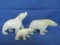 Family of 3 Carved Stone Polar Bears – One has its Head Raised up – 2 1/4”, 3” & 4 1/4” Tall