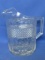 Vintage Pressed Thumbprint Glass Water Pitcher 8” T
