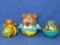 3 Fisher Price Plastic baby toys – Carousel © 1966, Bear  © 1969, Pull toy © 1978