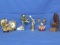 5 Small Eagle Themed  Items: Clock, Bell, Figurines, Wood Carving