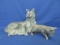 Wolf Mother & 2 Pups – 3 pieces, Painted Plaster – 10” T x 16” L Mom & 5” T x6” L seated  3 1/2” T x