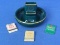 Dark Green Ceramic Ash Tray & 3 Matchboxes - “Property of Palmer House, Chicago”