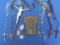 Lot of Religious Items: Crucifixes – Rosaries – Charms - Plastic Crucifix is 10” long