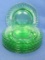 Set of 8 Green Depression Glass Bread Plates – Spiral by Anchor Hocking – 6” in diameter