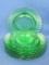 Set of 8 Green Depression Glass Salad Plates – Spiral by Anchor Hocking – 7 1/2” in diameter
