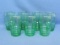 Set of 7 Green Glass Tumblers – Slight Spiral Design – 4 1/2” tall – By Libbey