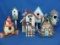 Lot of 7 Larger Size Decorative Birdhouses – Wood, Ceramic & Metal – Tallest is 12 1/2”