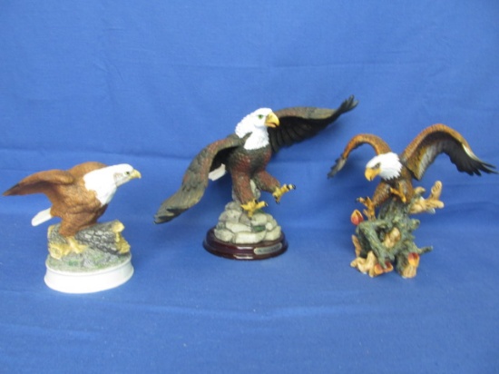Eagle in Flight “The Natalia Collection”  10”  T & 2 Ceramic Figurines 8” & 6” T