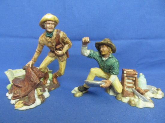 2 Western Character Figurines – Pony Express 7” T  & Prospector 5 1/2”T -1987 Museum Co. Inc.