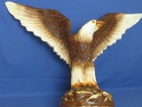 Painted Plaster Eagle Statue  - Outstretched Wings – Stands 22” T – 32” Wingspan