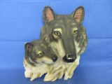 Wolf & Wolf Pup Wall Plaque – 11” T x 9” W appx – Resin