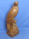 Vintage Red Mill 20” Tall Eagle Statue – No. 901 – Hand Crafted in Pecan Shell Wood Finish