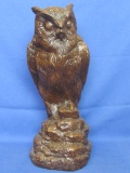 Vintage Red Mill 15 1/2” Tall Owl Statue – number starts w. 4 (illegible) – Hand Crafted in Pecan Sh