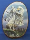 Vintage Souvenir Plaque – Longville, Minnesota 17” L x 11” W Decoupaged Picture on Tree section w/ B