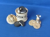 Two-Piece Set - “After the Party” Ceramic Figurines of Mice in Cookie Jar & on Cookies -