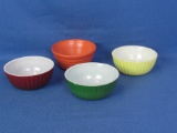 Set of 4 Colorful Glass Haszel-Atlas Bowls – 3 Matching Patterns, 1 Mismatched –