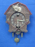 1930s Keebler Clock with Bulldog at Top – Missing Key – 7” long with Pendulum