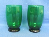 Pair of Forest Green Glass Tumblers by Anchor Hocking – 4 1/2” tall – Good condition