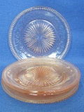 Set of 5 Pink Depression Glass Bread Plates – Cherry Design in Border – 6” in diameter