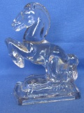 Vintage Fostoria Clear Glass Horse Bookend – Appx 8” T x 6” L x 4” W