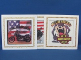 3 Prints under glass – Harley-Davidson Motorcycles – Cardboard Frames are 8” square