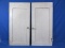 Pair of Wood Cabinet/Cupboard Doors – Painted White – w/ Original hinges & Glass Knobs – Each is 12