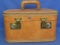 Vintage Luggage: Towne USA Traincase in Tan Faux Leather – Hard sided – Locking – Has the key