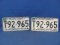 1966 Minnesota License Plates – Pair – Extra Hole on One – As Shown