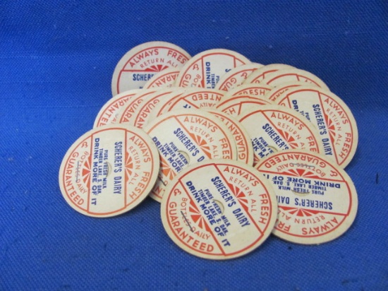 Scherer's Dairy Milk Bottle Cardboard Cap (25) – Timber Lake SD – Unused