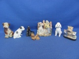Ceramic & Metal Dog Figurines – Some Marked Japan – Tallest 3 3/8” - As Shown
