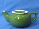 Single Cup Teapot – Heavy Pottery, Green over White – No chips or cracks – Japan