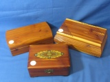 3 Decorative Vintage Cedar Chest Jewelry/Trinket Boxes – 5 1/2” x 4” to 7 1/2” X 4” - All Good Condi