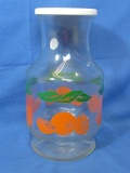 Vintage Anchor Hocking Orange Juice Carafe woth 3 1/2” DIA Plastic Lid – Stands appx 9” T