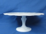 Vintage Milk Glass Cake Stand – Appx 11” DIA x 6” T – has a teardrop design on the underside of plat